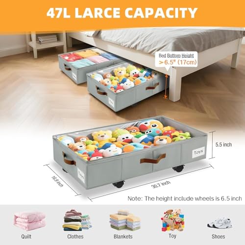 Under Bed Storage with Wheels, Dorm Room Organizer | Home Organization - Image 3