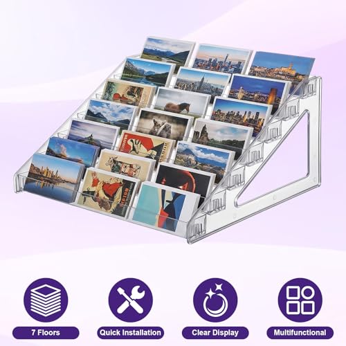 2 Pack 7-Tier Acrylic Card Display Stand, Clear Plastic Organizer - Image 4