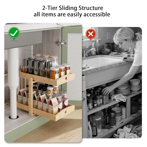 2 Pack Bamboo Under Sink Organizer, 2-Tier Pull-Out | All Products - Image 8