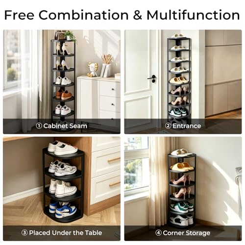 UFORU 8 Tier Vertical Shoe Rack,Tall Freestanding Corner - Image 7