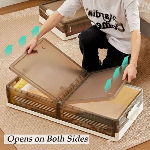 VECELO Under Bed Storage with Wheels, 2 Pack Stackable - Image 4