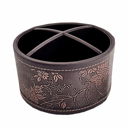 PU Leather Round TV Remote Control Holder for Table, | All Products - Image 4