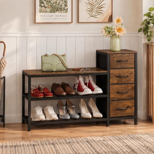 EXOTICA Industrial Shoe Storage Bench with 4 Drawers & - Image 2
