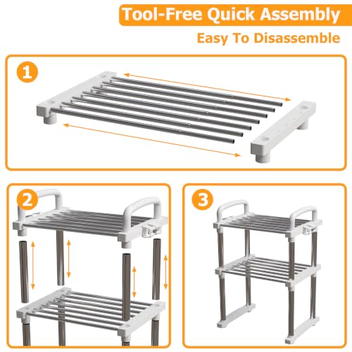 REBECAT Expandable Shoe Rack 2 Tier Stainless Steel Closet - Image 8