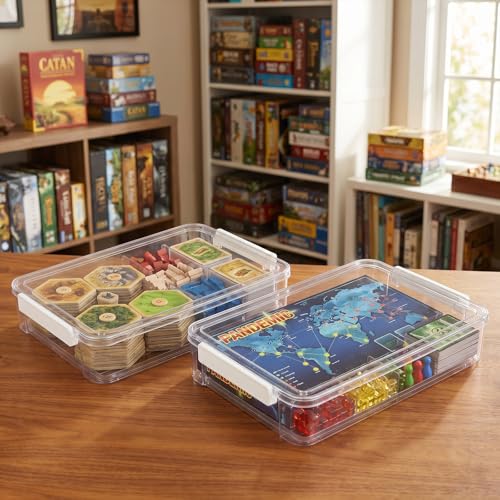 2 Pack Board Game Storage Box with Snap-Tight Latch Lid - Image 6