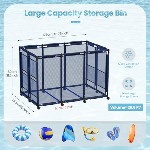 Extra Large Pool Storage Bin, Metal Rolling Float Swimming - Image 4
