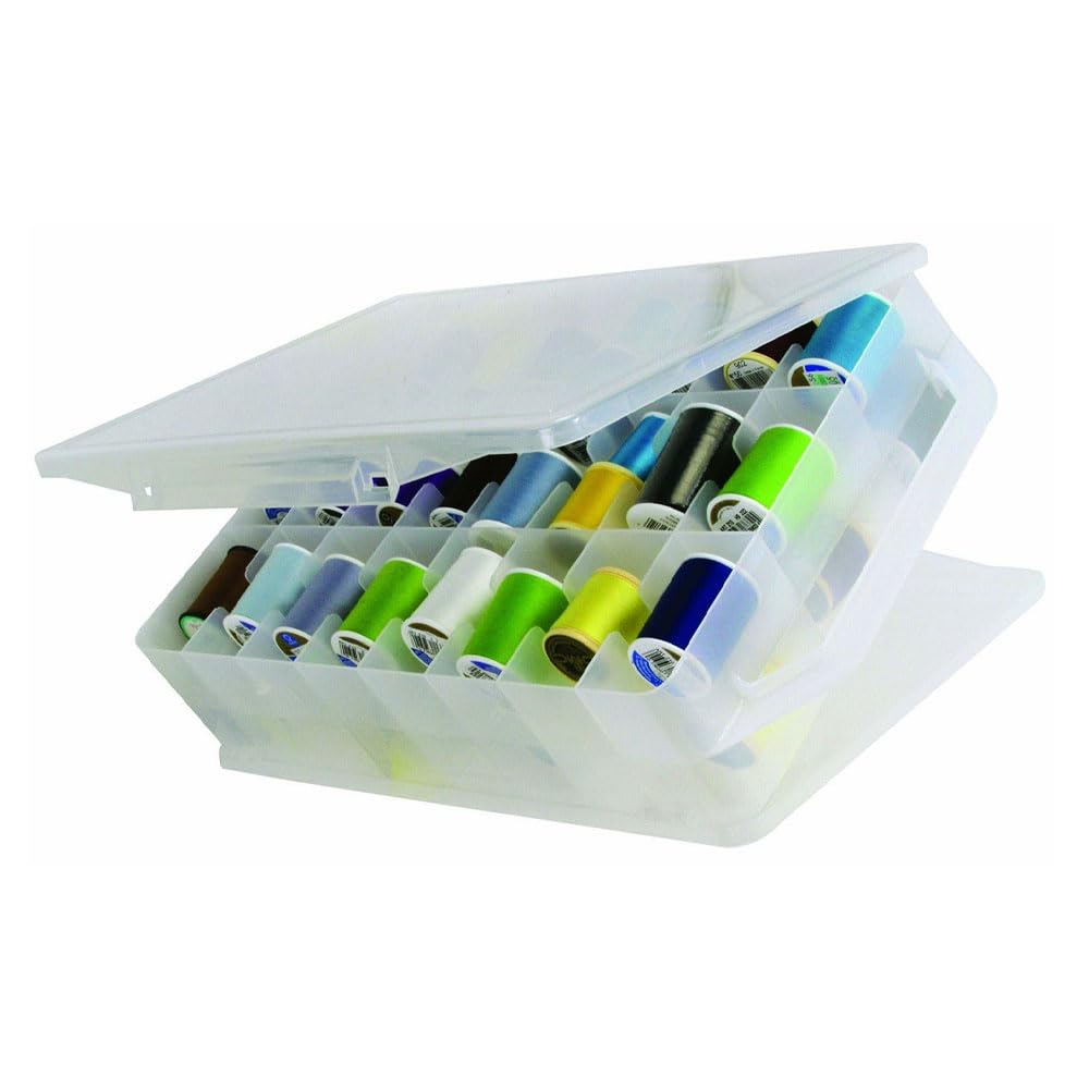 Double-Sided Sewing Organizer Box with 46 Grids - Clear - Image 1