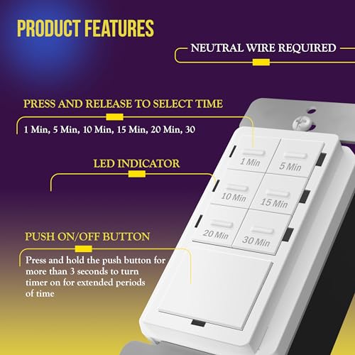 ENERLITES Countdown Timer Switch for Bathroom Fans and Lights - Image 3