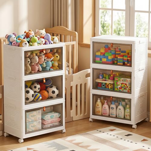LDQ Storage Bins with Lids, 3 Tier 69QT Stackable Storage Cabinet - Image 7