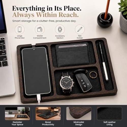 Desk Organizer Tray for Men with Ceramic Pen Holder, | All Products - Image 3