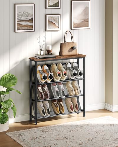 Shoe Rack, 4-Tier Slanted Shoe Storage Shelf - Image 7