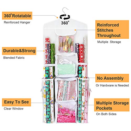 SumDirect Double-Sided Gift Wrap Organizer - White Hanging - Image 5