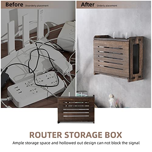 Wooden Router Shelf Wall Mount WiFi Router Storage Box - Image 7