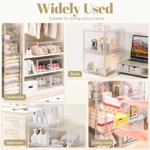 AZ.MIFENO Large Clear Stackable Storage Drawers, Pull-Out Drawer - Image 6
