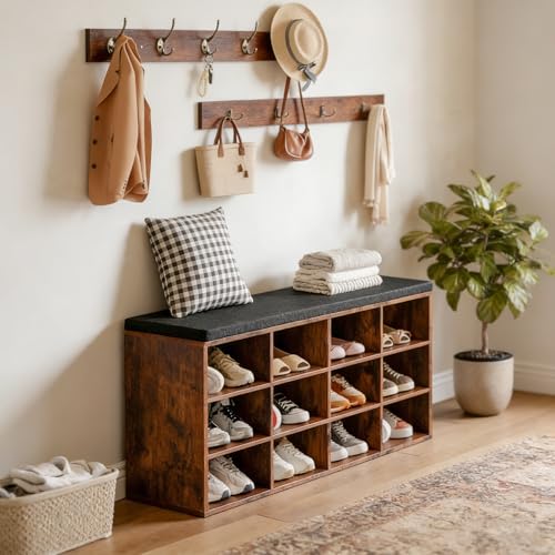 HOOBRO Shoe Storage Bench with Cushion, 39.4" L Entr | Home Organizati - Image 3