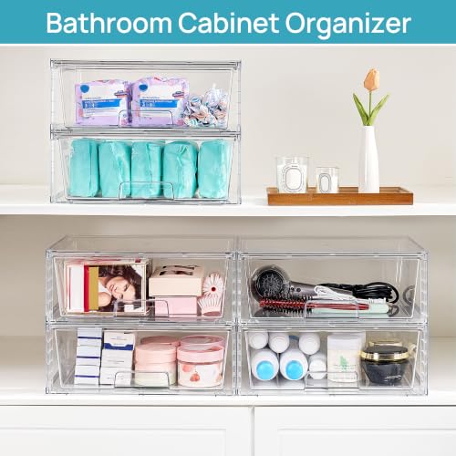 Vtopmart 2 Pack Large Clear Stackable Plastic Storage Drawers - Image 7