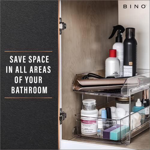 BINO 2 Tier Clear Storage Organizer with Dividers | Bottom Slide - Image 8