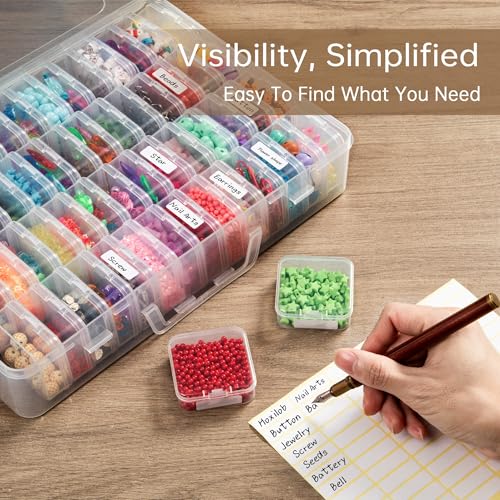 Bead Organizer Box, 60 Pack Small Clear Storage Boxes with Labels - Image 5