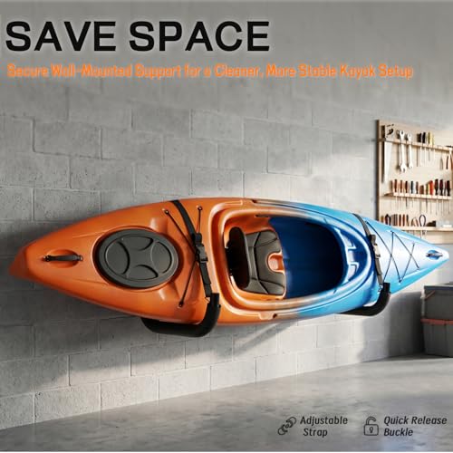 Kayak Storage Rack, Heavy Duty Wall Mount Kayak Hanger - Image 6