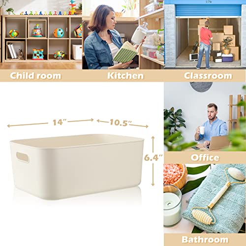 Zopeal White Plastic Storage Bins,10 Pcs,14 x 10.5 x 6.4 Inch - Image 3