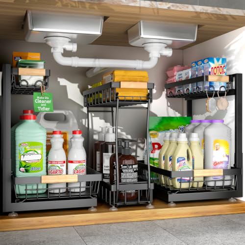 3-Pack Under Sink Organizer, 2-Tier Pull-Out Cabinet Organizer - Image 2