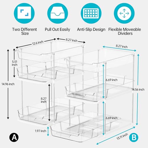 Delamu 2 Sets of 3-Tier Bathroom Under Sink Organizers - Image 4