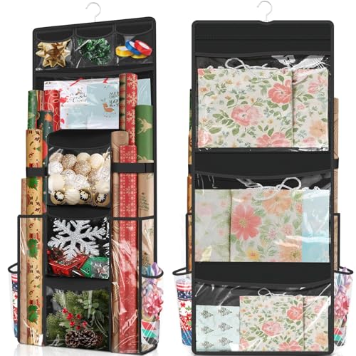 Hanging Wrapping Paper Storage Organizer, Double Sided - Image 2
