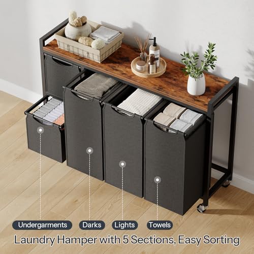 HOOBRO Laundry Sorter with 5 Sections, 45.5 Gal. (170 L) - Image 5