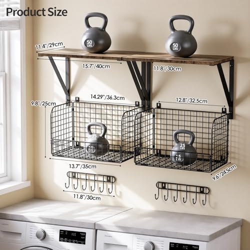 Housolution Garage Shelving Wall Mounted with Basket & - Image 3