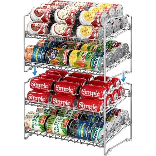 Simple Houseware 2 Tier Stackable Can Rack, Silver, 2 Pack - Image 2
