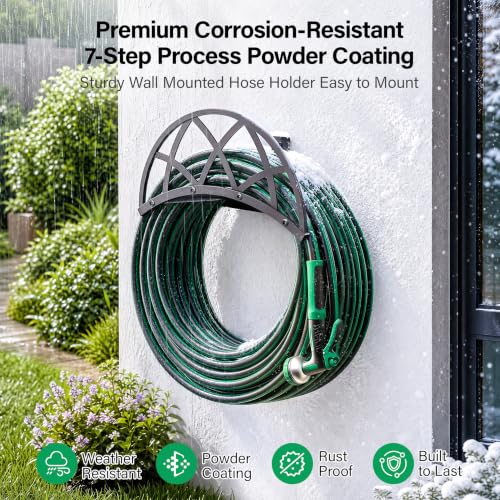 Garden Hose Holder Wall Mount Metal Water Hose Hanger - Image 5