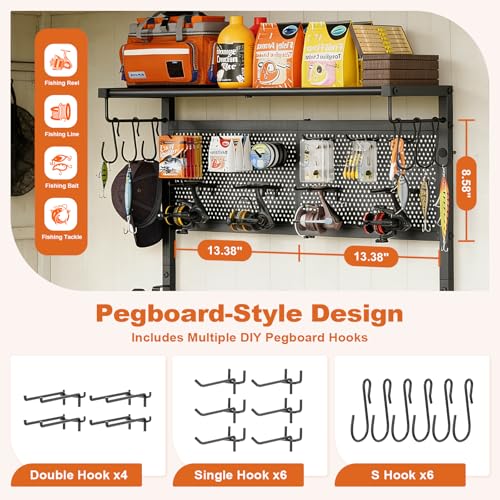 Wall Mount Fishing Rod Holder for Garage, Holds 6 Pole Rack - Image 4