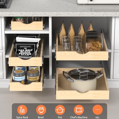 ZOINLIY Wooden Pull Out Cabinet Organizer, 21'' Deep | Pull Out Organi - Image 3