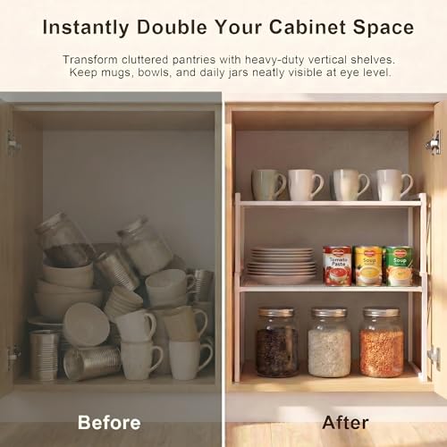Stackable Kitchen Cabinet Organizer Shelves Pantry Rack Set of 2 - Image 5