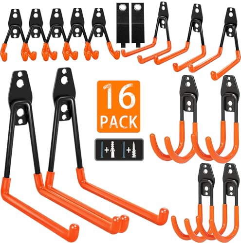 KOFANI Heavy Duty Steel Hooks-16PK Orange Wall Mount | Garage Storage - Image 2