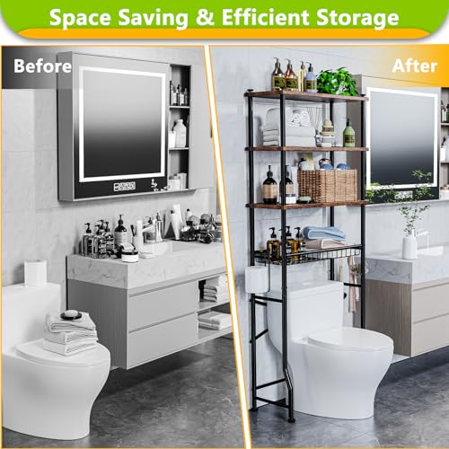Over-The-Toilet Storage Shelf,4-Tier Bathroom Organizer Cabinet - Image 6