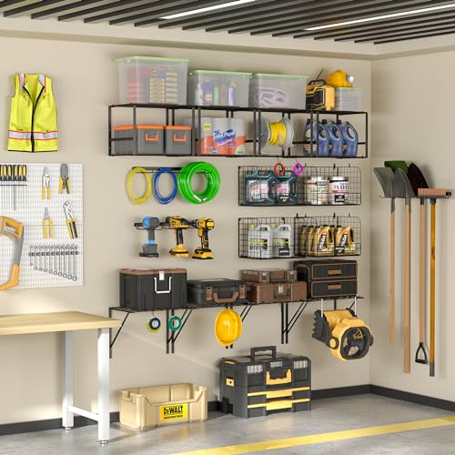 ThreeHio Garage Shelf Wall Mounted with Wire Baskets | All Products - Image 6