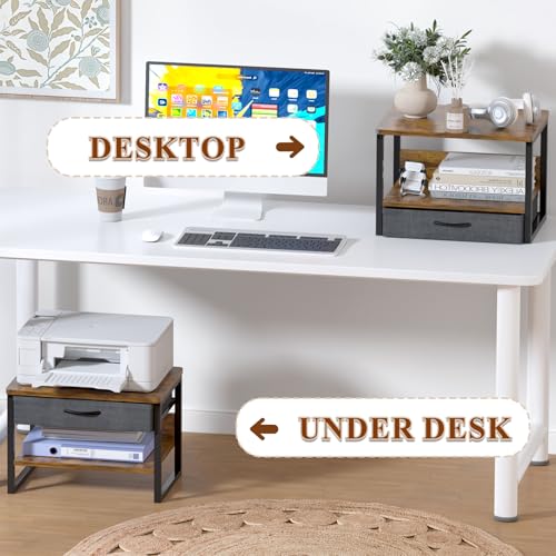 Desktop Printer Stand with Storage Drawer, Printer Riser for Desk - Image 5