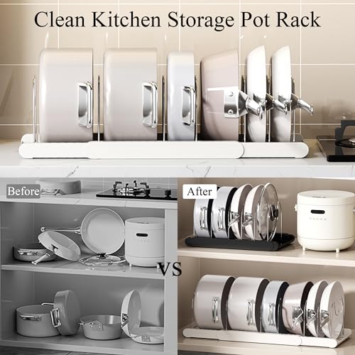 Pot Rack: 13.6"-22" Pots and Pans Organizer Under Cabinet,Apricot - Image 3