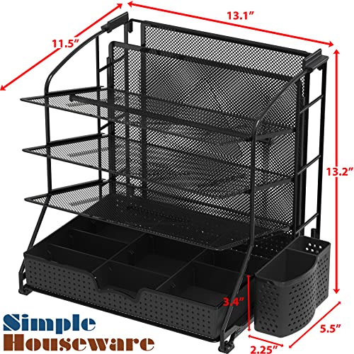 Simple Houseware Desktop Document Tray Organizer with Sliding - Image 8