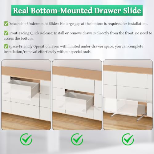 Undermount Drawer Slides,12inch Bottom Mount Full Extension - Image 5