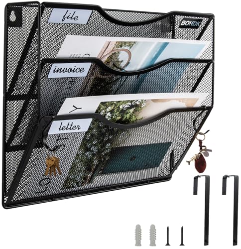 BOHDK Wall File Organizer, 3 Tire Hanging File Folder Mail - Image 2