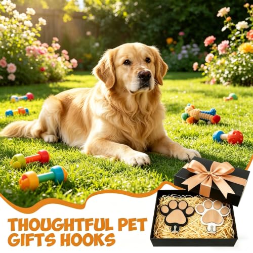 2PC 3D Wooden Dog Paw Leash Holder for Wall, Set of 2 - Image 6
