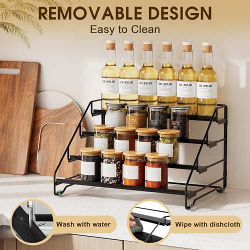 Jolitac 4-Tier Spice Rack Organizer, Depth Adjustable Step Shelf - Image 3