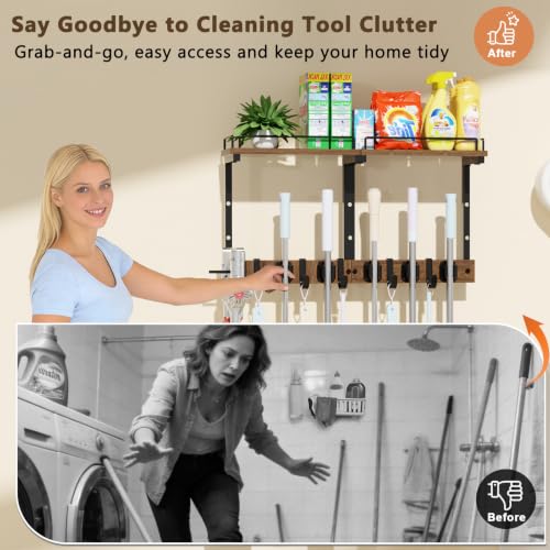 Broom and Mop Organizer Wall Hanging with Cleaning - Image 7