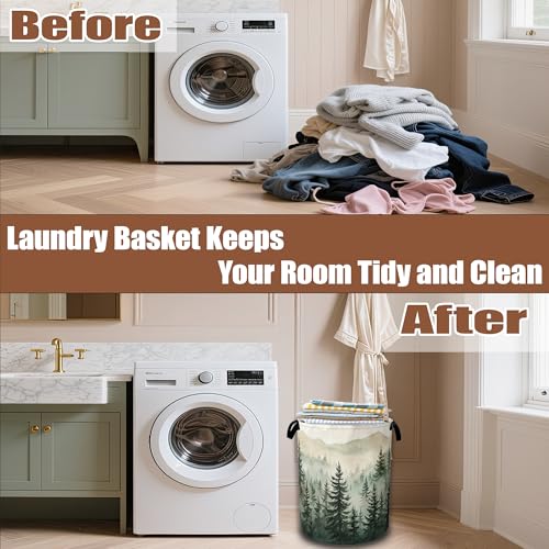 Misty Forest Landscape Laundry Basket,Waterproof | Home Organization - Image 7
