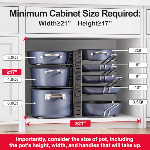 ORDORA Pots and Pans Organizer Under Cabinet 14.6", 8-Tier - Image 4