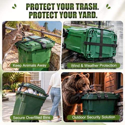 VZZNN 6 Pack Metal Trash Can Lid Locks, Adjustable Strap Garbage - Image 8