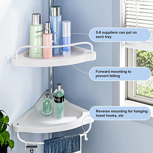 HAMITOR Corner Shower Caddy Tension Pole: Adjustable Stainless - Image 3