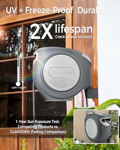 Retractable Garden Hose Reel 5/8 in x 50 ft Upgraded UV Resistant - Image 3